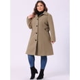 thumbnail image 3 of DARING DIVA Women's Plus Size Long Sleeve Utility Overcoat 3X Light Brown, 3 of 6