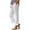 White, variant on Womens Casual Pants Straight Leg Linen Long Pants Elastic Waist Slacks With Button Details Retro Clothes M White