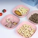 thumbnail image 1 of Set de platos de snacks tipo paja de plástico estilo japonés con saliva - 10 platos y 1 base, cuadrado de 5,6", azul blanco rosado verde, apilable y fácil de limpiar, 1 of 6