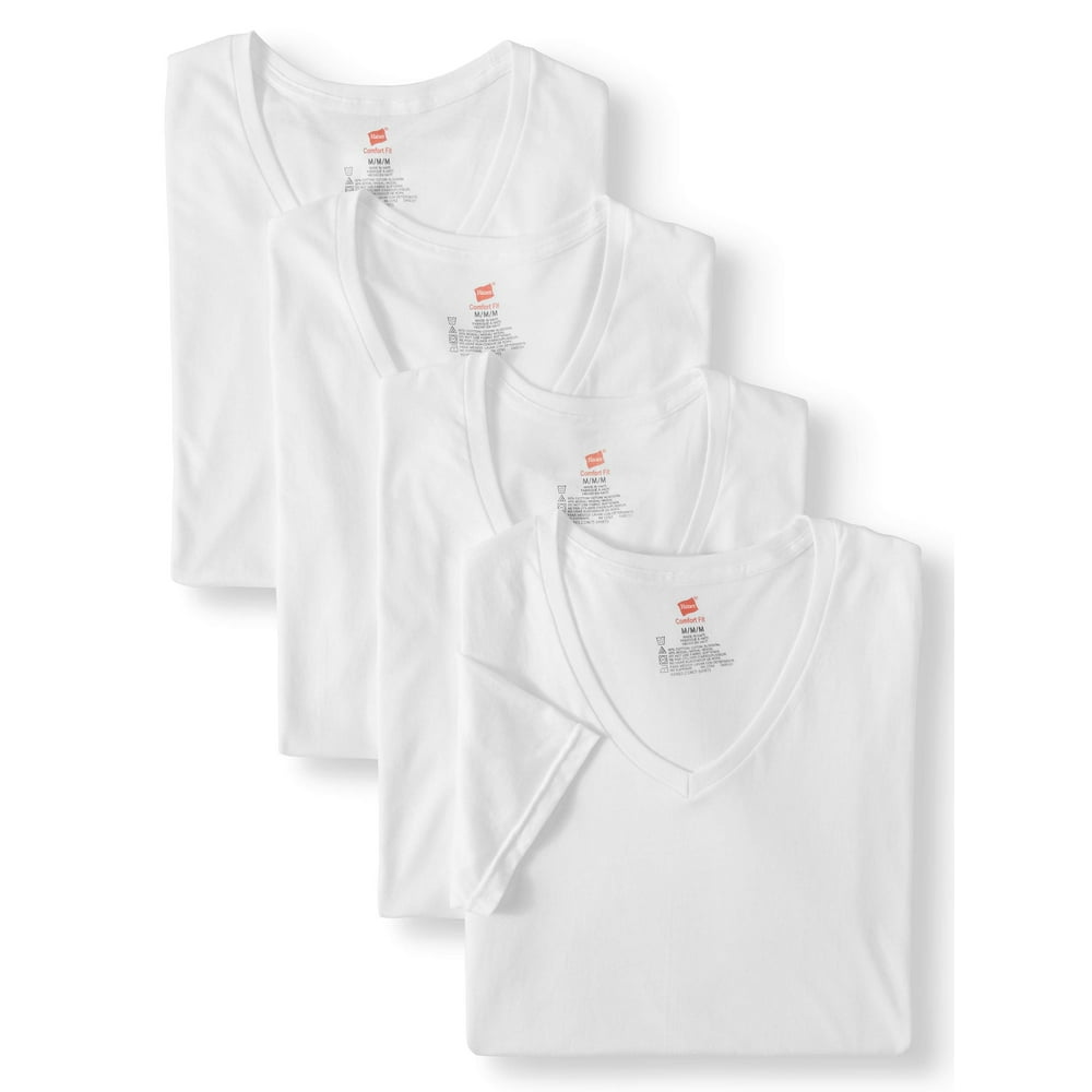 Hanes Big Men's Comfort Fit White VNeck TShirt, 3 Pack Walmart