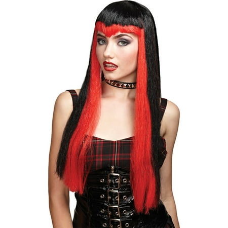 Morris Costumes Womens Undertone Vamp Wig Black/Red Halloween Costume