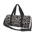 thumbnail image 2 of Xecao Hand Drawn Snake print Round Travel Duffel Bag is a foldable gym bag with an inner pocket, perfect for travel sports, 2 of 8