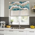 thumbnail image 4 of Turquoise Brown Ombre Curtain Valances for Windows, Kitchen Valance Window Treatments Panel 2 Pack, Modern Geometric Moire Abstract Art Rod Pocket Short Curtains for Bathroom Bedroom 54 x 18 Inch, 4 of 8