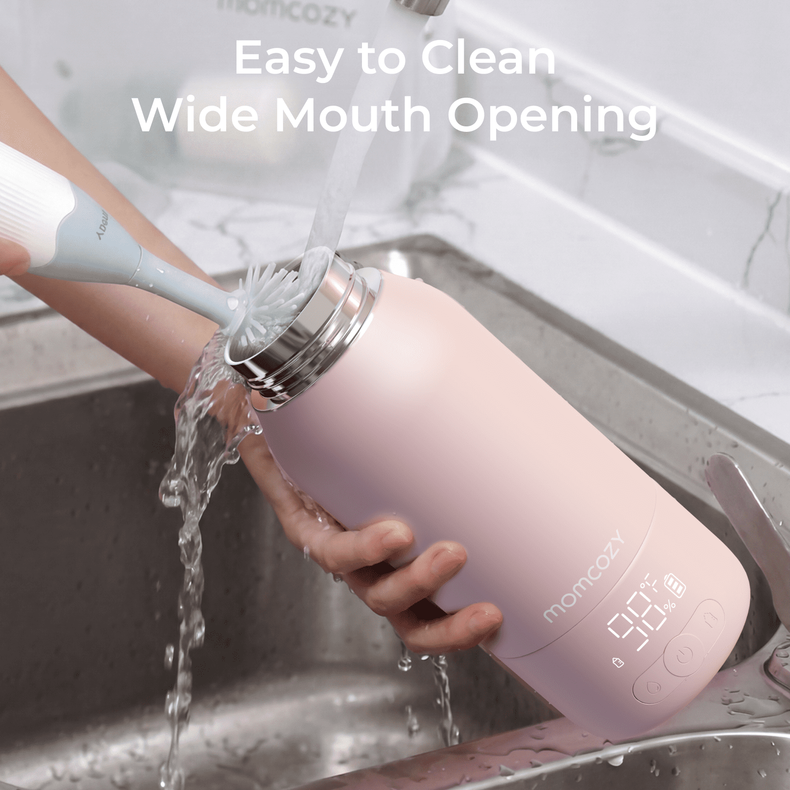 Momcozy Portable Water Warmer & Bottle Warmer MW05, Light Pink