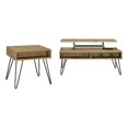 thumbnail image 1 of Fanning Ensemble de 2 Pcs Table Basse Relevable et Table d'Appoint Chêne Doré, 1 of 7