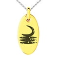 thumbnail image 1 of Stainless Steel Ancient Tribal Vigilance Rune Engraved Small Oval Charm Pendant Necklace, 1 of 1