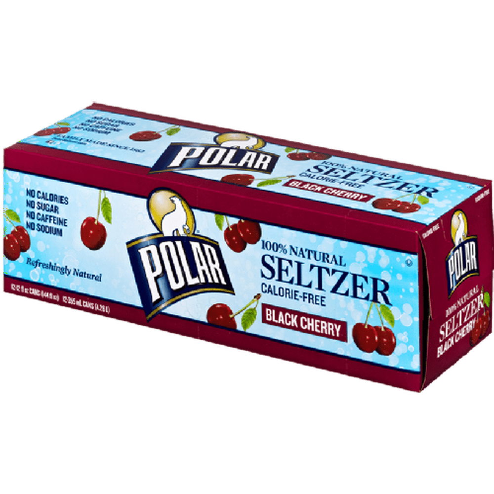 Polar Seltzer Water, Black Cherry, 12 Fl Oz, 12 Count