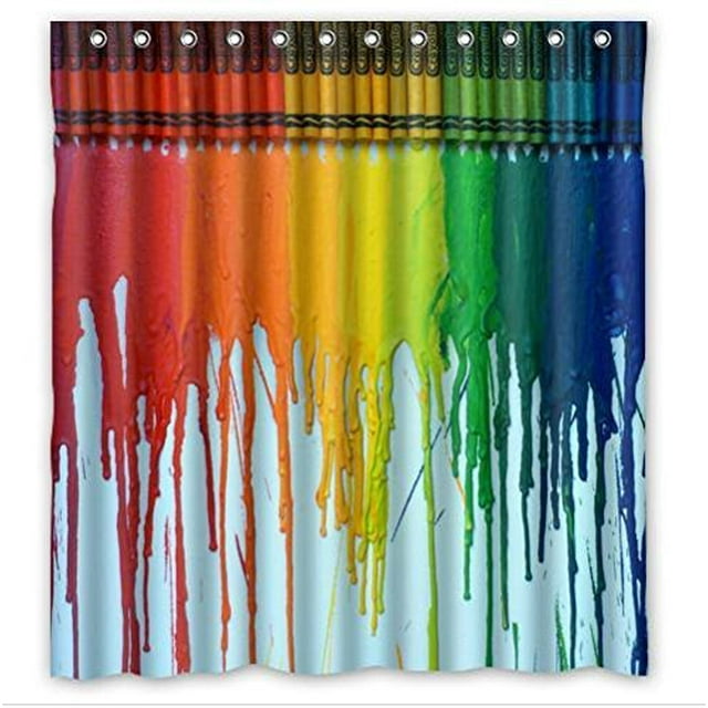 GreenDecor The Flow Of Crayons Crayon Waterproof Shower Curtain Set