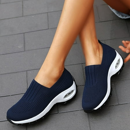 

Sehao Women Sneakers Thick Sole Wedge Shoes Lazy Slippers Soft Sole Casual Shoes Soft Sole Breathable Casual Shoes Gift on Clearance
