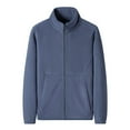 thumbnail image 2 of Men's Coat Warm Winter Jacket Solid Color Cardigan With Stand Up Collar And Thick Warm Fleece Jacket Top, 2 of 9