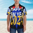 thumbnail image 4 of Bixox Men's Hawaiian Shirts Men's Happy New Year 2024 Print Short-Sleeve Shirt-Small, 4 of 8