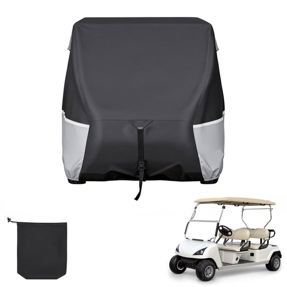KFFKFF Durable Golf Cart Cover, Full Protection for 2 2/4 Passenger Carts, 420D Waterproof Oxford Fabric with Silver-Coated Layer and Three Zippered Doors, Compatible with Various Models