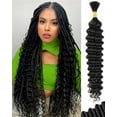 thumbnail image 1 of Cabello trenzado humano, 1 paquete de 1.76 oz, 22 pulgadas, cabello humano a granel ondulado profundo para trenzar, sin trama, cabello trenzado rizado, cabello humano rizado a granel para trenzas boho, 1 of 5