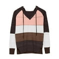 thumbnail image 3 of Gibobby Suéter de Punto mujer Casual Patchwork cuello en V manga larga con capucha suéter blusa Tops (Marrón, S), 3 of 5