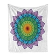 thumbnail image 1 of Rainbow Mandala Soft Flannel Fleece Blanket, Ornate Round Eastern Motif with Daisies and Foliage Leaves Oriental Culture, Cozy Plush for Indoor and Outdoor Use, 70" x 90", Multicolor, by Ambesonne, 1 of 6