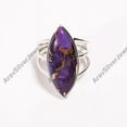 thumbnail image 5 of Large Purple Copper Turquoise Gemstone 925 Sterling Silver Statement Ring for Men and Women, 5 of 5