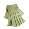 thumbnail image 2 of ORQ Women Lace Pleated 3/4 Sleeve V-Neck Solid Top, 2 of 2