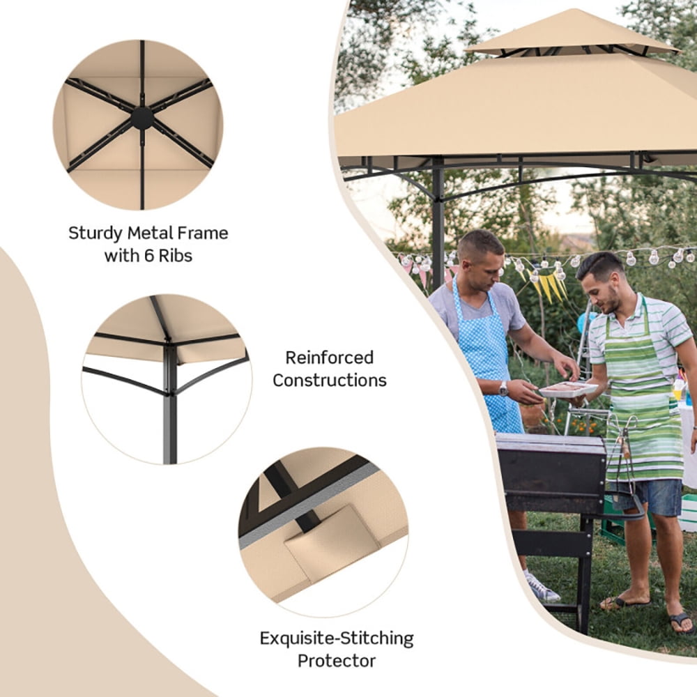 Aimee Lii 8 x 5 Feet 2-Tier BBQ Grill Gazebo Barbecue Canopy, Backyard Canopy Gazebo for Party Wedding Aimee Lii 8 x 5 Feet 2-Tier BBQ Grill Gazebo Barbecue Canopy, Backyard Canopy Gazebo for Party Wedding