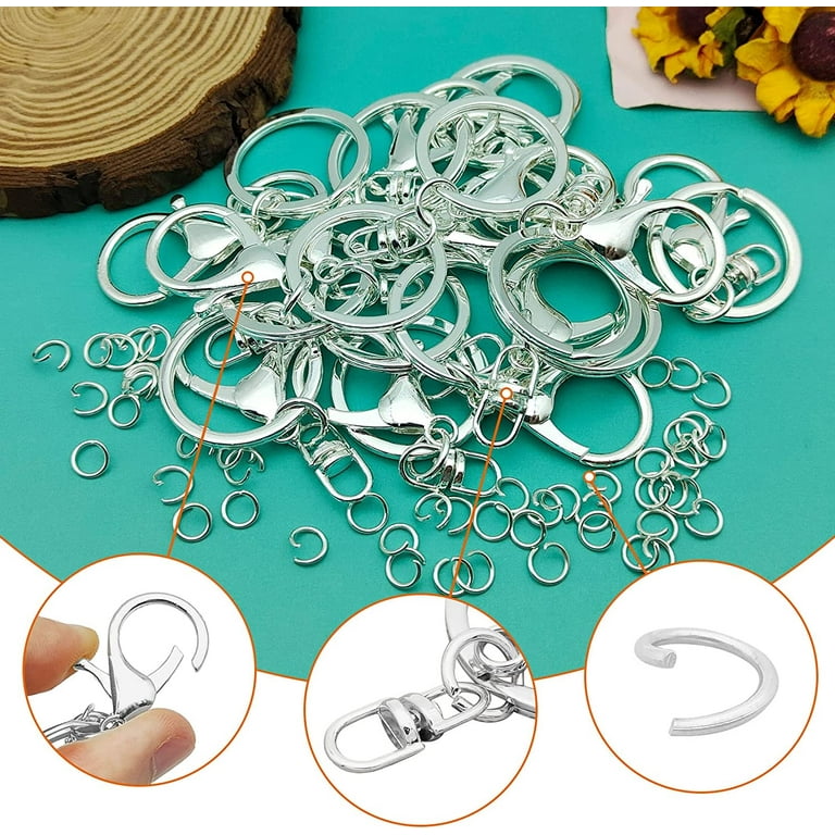 Suuchh 30pcs Lobster Claw Clasps Keychain for Jewelry Making,Metal Lobster Clasp Swivel Trigger Clips with Swivel Clasps Hook Clips Flat Split