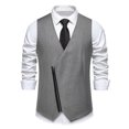 thumbnail image 2 of Aueoeo Men's Dress Vests Suit Twill Cloth Waistcoat Formal Business Slim Fits V-neck Sleeveless Jacket with Zipper, 2 of 9