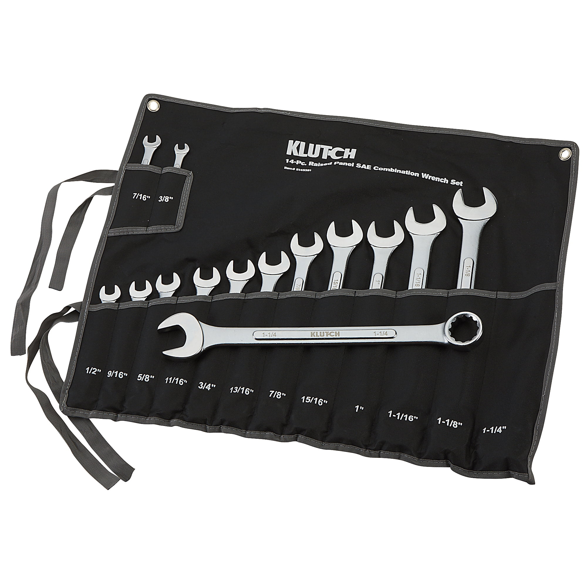 Klutch Raised Panel Wrench Set, 14-Pc., SAE