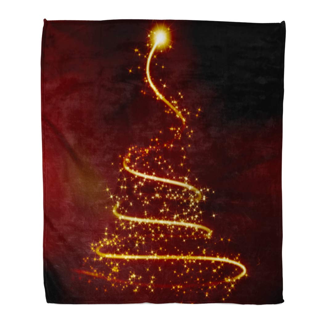 SIDONKU Throw Blanket 50x60 Inches Red Gold Abstract Golden Christmas