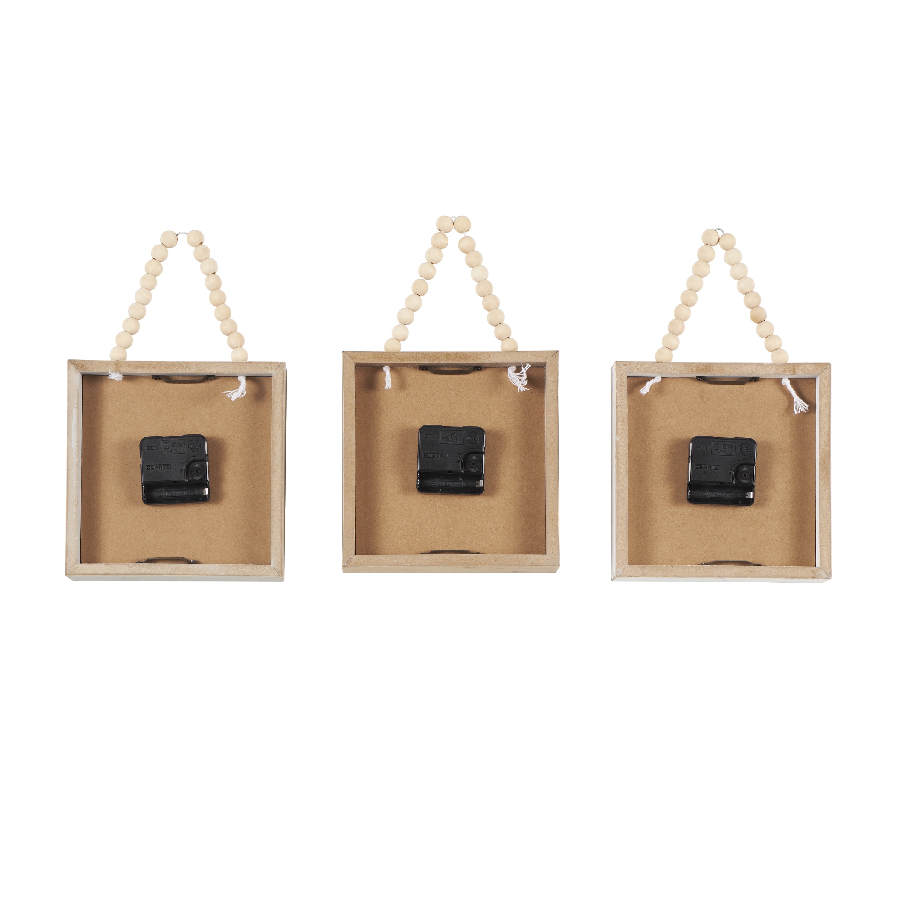 DecMode 7"W, 12"H White Wood Wall Clock with Rope Strap (3 Count)