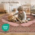 thumbnail image 4 of ODIKA 9'x12' Washable Area Rug Boho Gothic Retro Cottagecore Whimsical Beige Maximalist Pink Vintage Refined for Great Room, Indoor Concept, Large Living Low Pile, Flatwoven, 4 of 7
