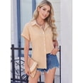 thumbnail image 2 of MOYIKO Short Sleeve Summer Tops for Women Casual Button Down Shirts Striped Business Work Blouses, 2 of 7