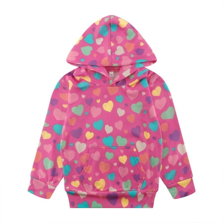 

Girls Heart Pullover Hoodie Casual Toddler Valentine s Day Fall Winter Clothes 3T