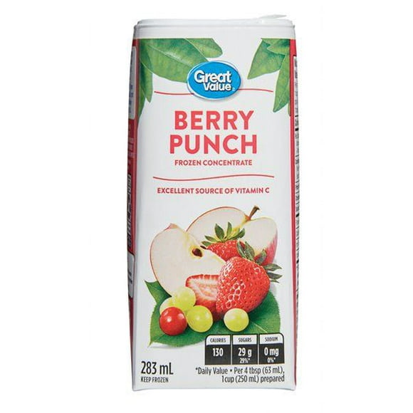 Punch aux petits fruits concentré congelé Great Value 283 mL