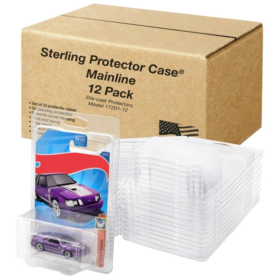 Sterling Protector Case Mainline 12 Pack Model 17201 fits Card Size 6.5 x 4.25” for Hot Wheels and Matchbox