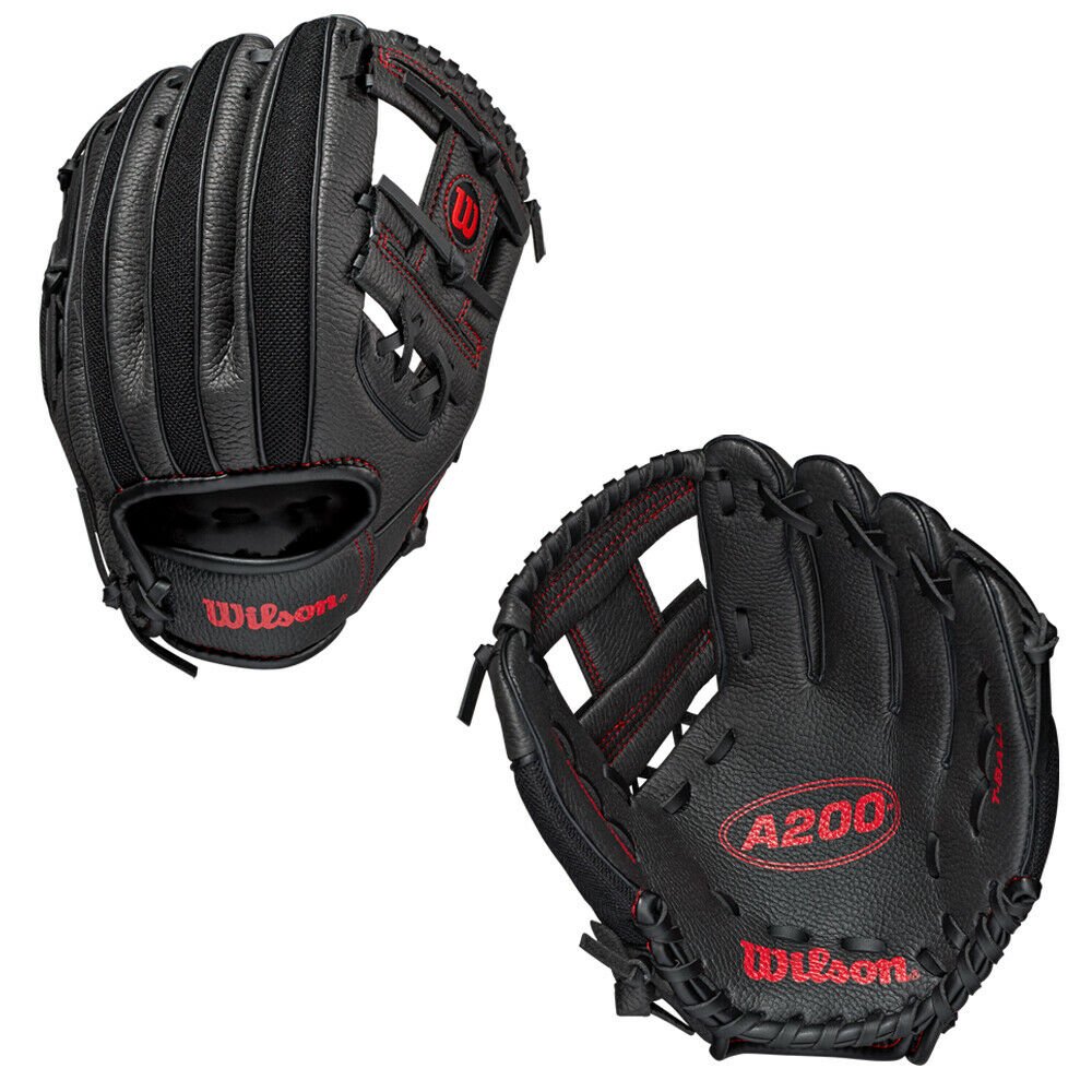 Wilson A200 10" Youth Baseball Glove Black/Red WBW10020510 Walmart