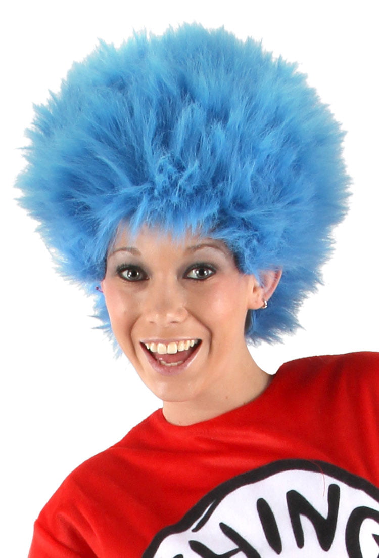 Blue Afro Wig Thing 1 and 2 Hair Seuss World Book Day Fluffy Cat Hat Seuss Week 