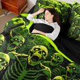 thumbnail image 3 of Castle Fairy Halloween Skeleton Print Queen Bedding 7pcs,Ghost Ghost Pattern Bedding Comforter Set Queen,Lime Black,Black Reversible, 3 of 7