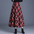 thumbnail image 2 of KHONTS Women's Plaid Wool Skirts Elastic Waist A-Line Pleated Tartan Long Skirts Red XL, 2 of 9