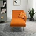 thumbnail image 3 of Velvet Upholstered Sofa Recliner, Adjustable Loveseat Sofa Bed with Gold Metal Legs, Leisure Sofa with Arm(Orange), 3 of 7