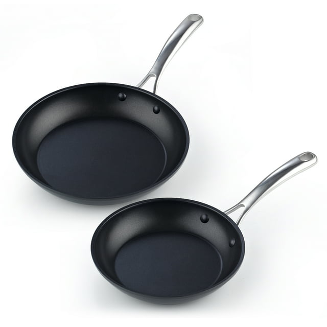 Cooks Standard Poêle à Frire Omelette 8 et 10,5 Pouces 2 Pcs Antiadhésive Anodisée Dure, Noir