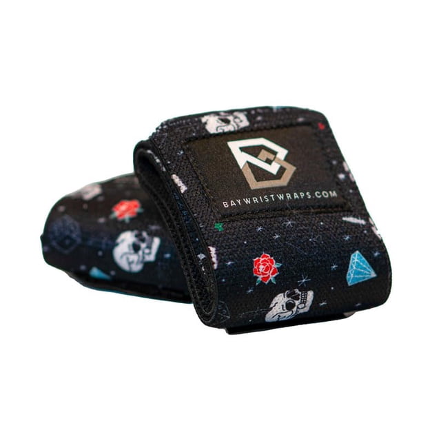 Muñequeras Bay Wrist Wraps ajustables de 46 cm con diseño de calavera