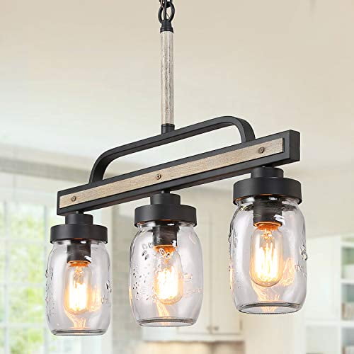 Log Barn Rustic Mason Jar Chandelier Farmhouse Lighting Metal Finish Glass Hanging Pendant For Dining Room Kitchen Island Com Log Barn Rustic Mason Jar Chandelier, Mason Jar Chandelier Dining Room Table