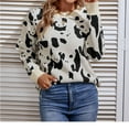 thumbnail image 2 of Lovskoo 2024 Sweaters for Women Trendy Casual Round Neck Long Sleeve Print Comfy Sweater Black, 2 of 5