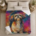 thumbnail image 5 of Shih Tzu Painterly Portrait, Cozy Pet Portrait Pattern, Warm Flannel Blanket for Living Room and Bedroom with Detailed Artwork, Dog Lovers Just Because Gift, Pet Lover Home Decor, 5 of 9
