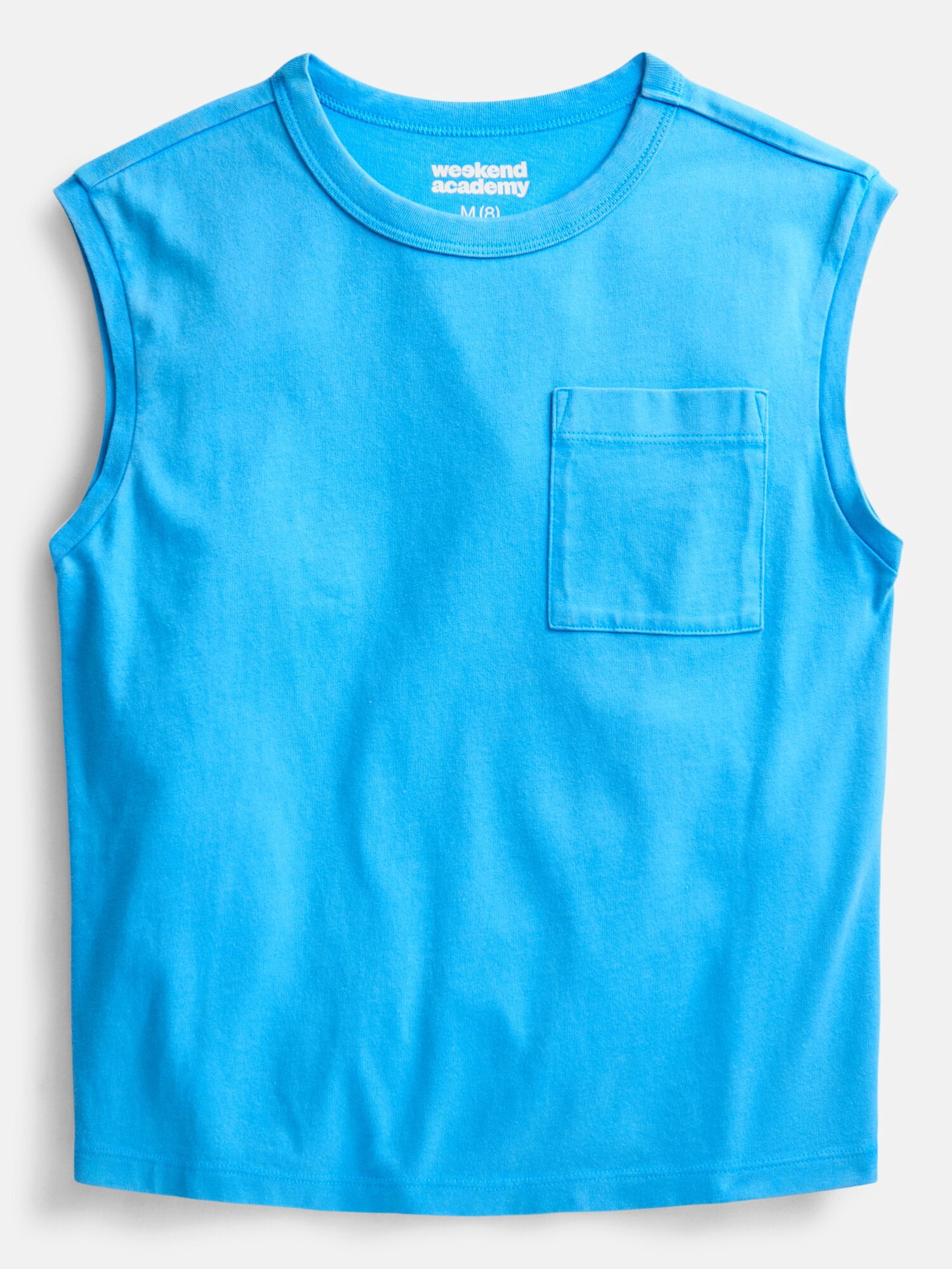 Weekend Academy Boys Oversized Cotton Tank Top with Pocket, Sizes 4-18