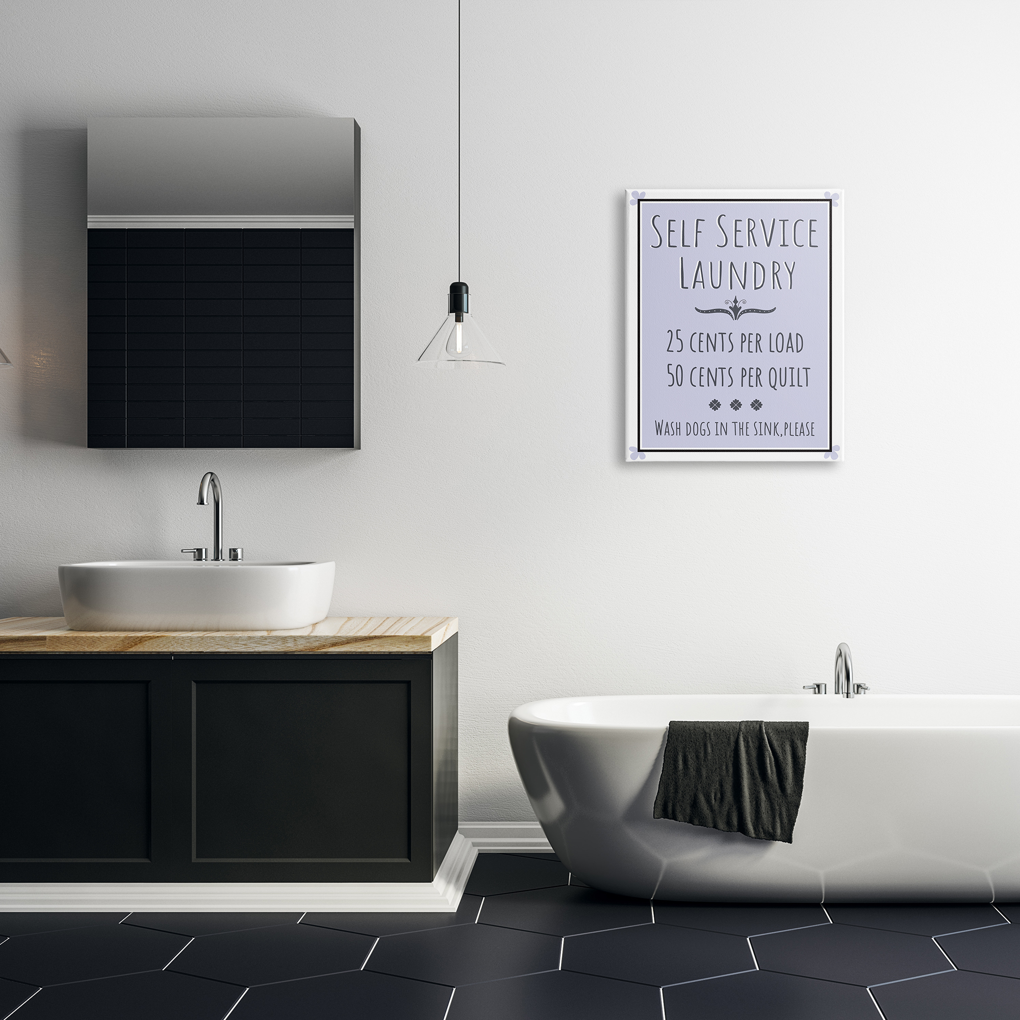 Stupell Industries Self Service Laundry Sign Soft Lavender Charm, 24 x 30, Designed by Darlene Seale