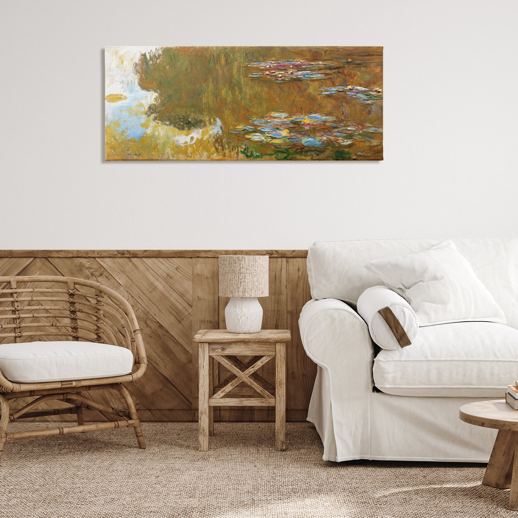 Stupell Industries Classic Monet Water Lily Pond Landscape & Nature Painting Wrapped Canvas Art Print Wall Art, 48 x 20