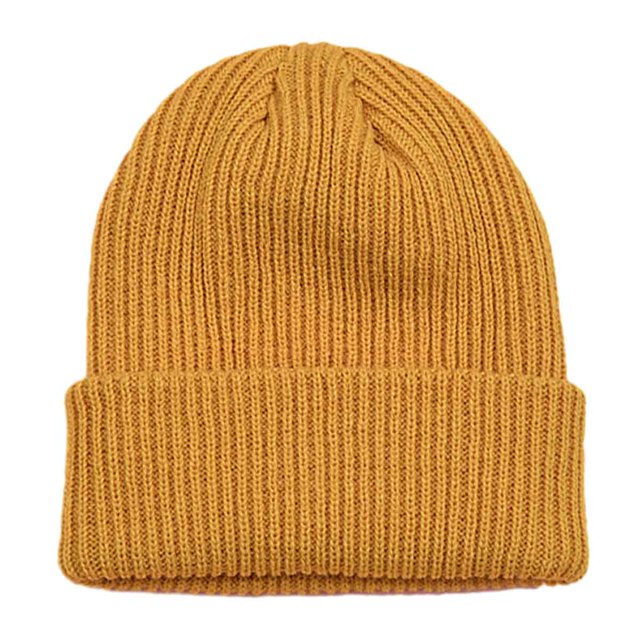 Gorros de invierno cálidos para hombre, gorro de punto acrílico con puño, gorro diario
