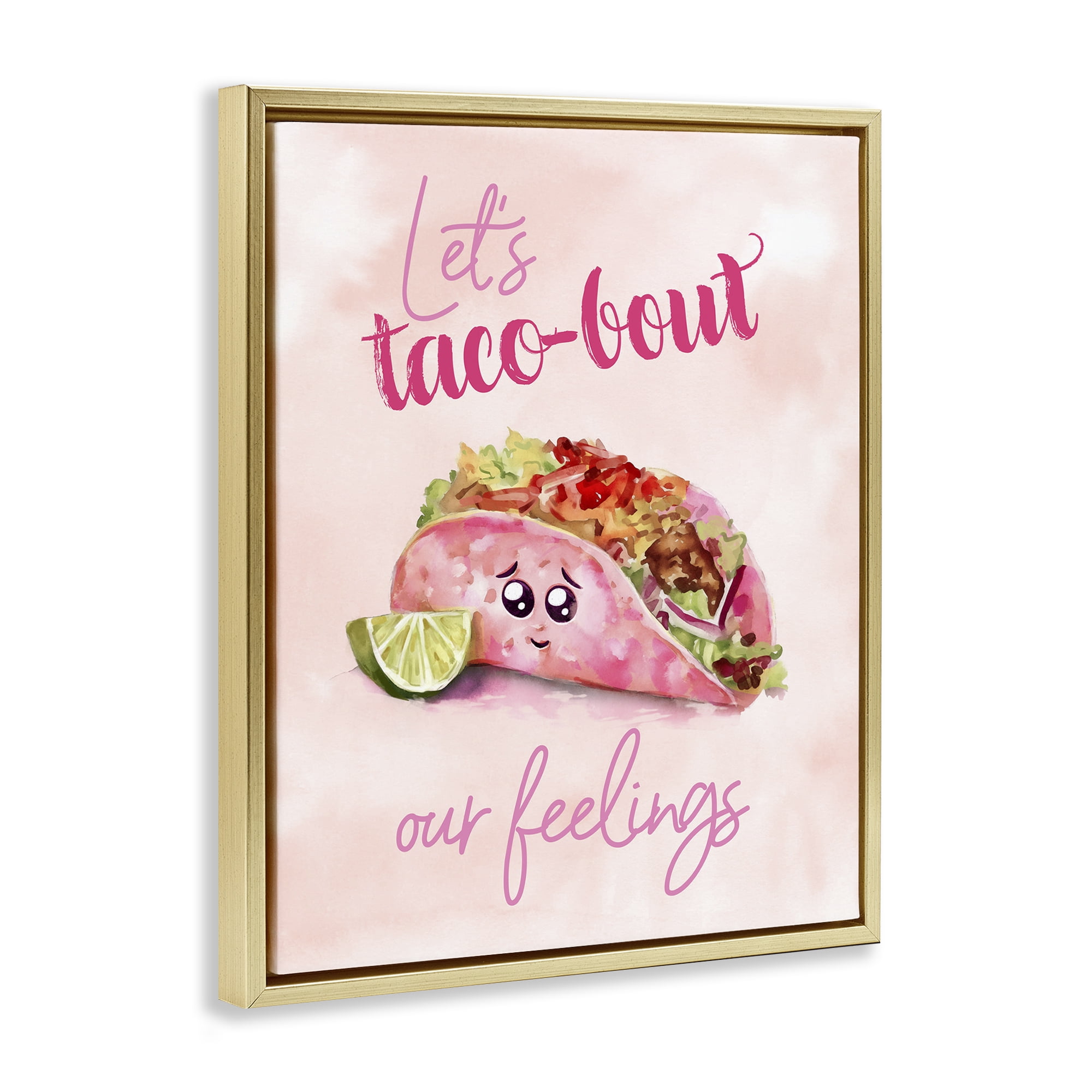 Stupell Industries Taco-Bout Our Feelings Novelty Painting Gold Floater Framed Art Print Wall Art, 17 x 21