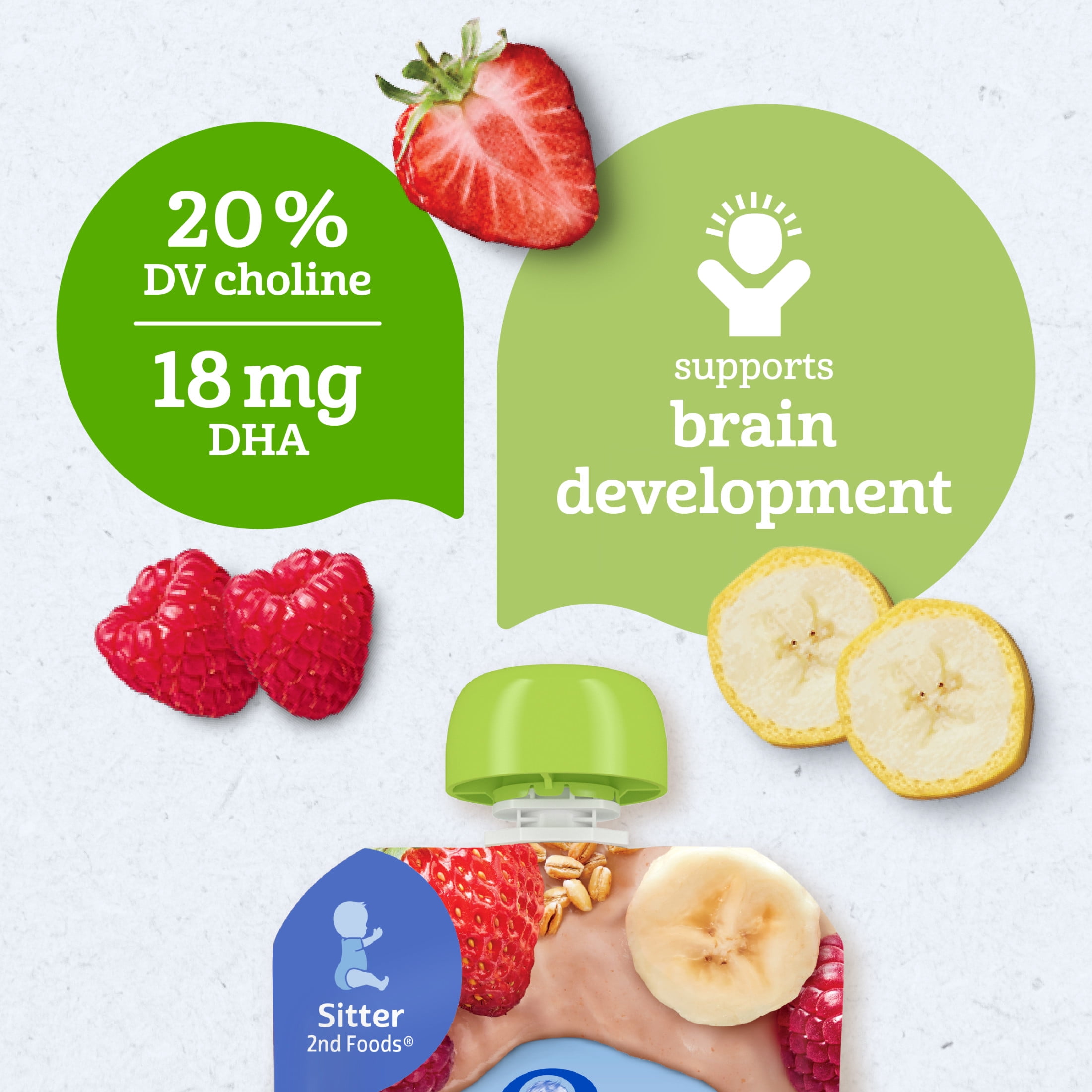 (12 pack) Gerber Toddler Foods, Organic Banana Strawberry Raspberry Mixed Grain, 3.5 oz Pouch
