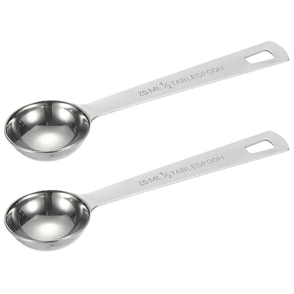 Uxcell 2Pcs 7.5ml Teaspoon Measuring Spoon, 1/2 Tbsp Measuring Spoon Stainless Steel Individual Measure Scooper Only for Ground Coffee Loose Tea Powder