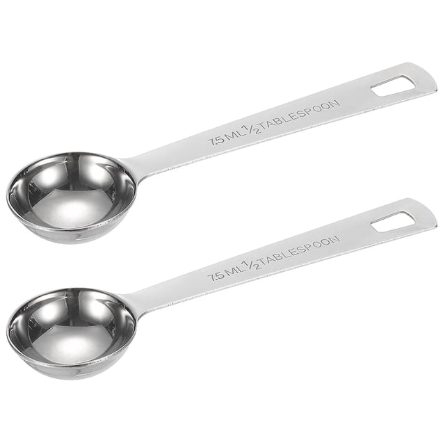 Uxcell 2Pcs 7.5ml Cucharita Medidora, Cucharadita de 1/2 Tbsp de Acero Inoxidable, Medidor Individual Solo para Café Molido y Té Suelto
